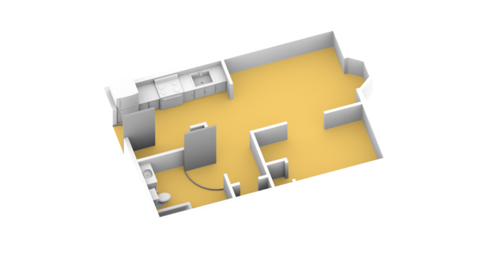 Master one-bedroom apartment floorplan for seniors