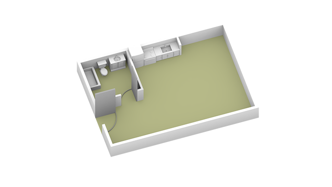 Studio senior apartment floorplan