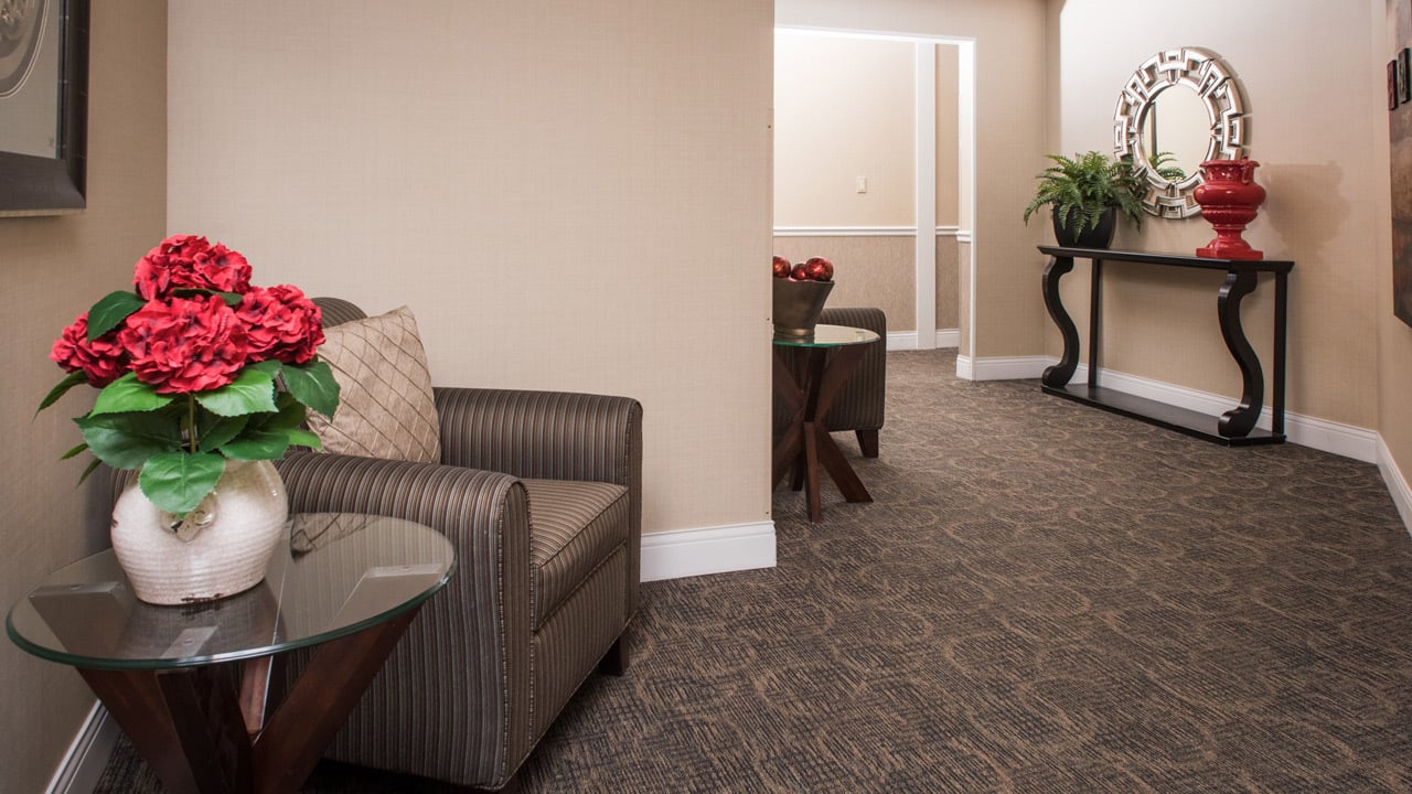 Beautifully designed hallway to resident suites