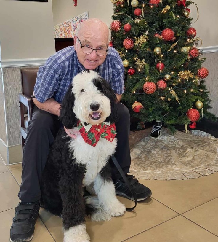 senior man with dog